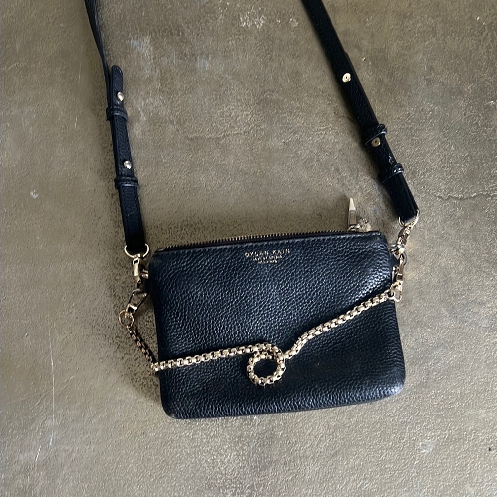 Dylan Kain Black Crossbody Bag with Silver Chain Accent